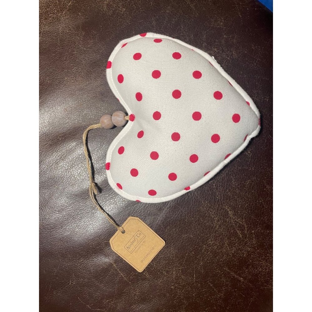 Adams & Co Polka Dot Heart Ornament With Wooden Beads & Twine Hanger